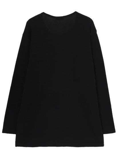 COTTON ANGORA PLATING JERSEY CHEST PKT LONG SLV T