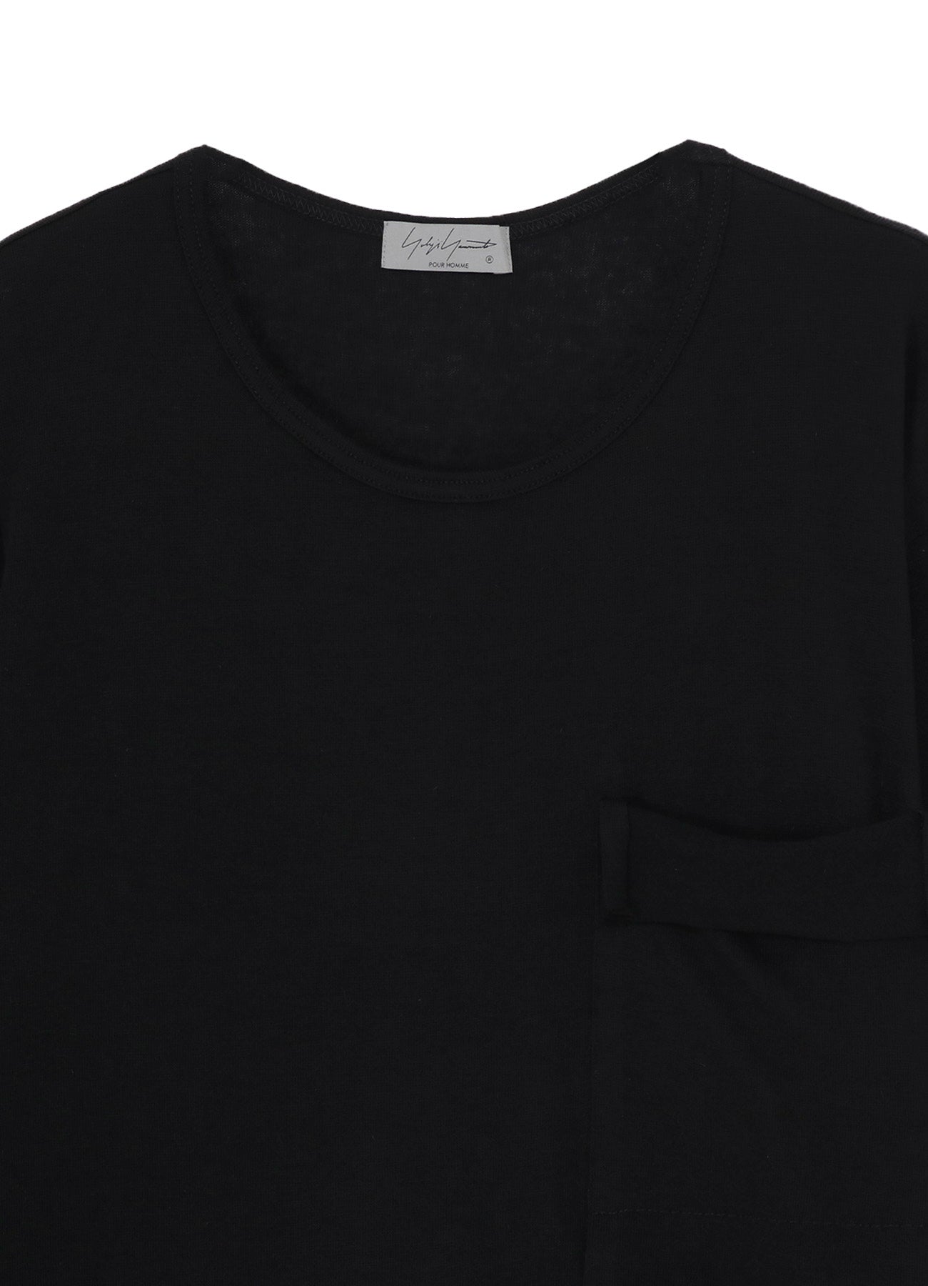 COTTON ANGORA PLATING JERSEY CHEST PKT LONG SLV T