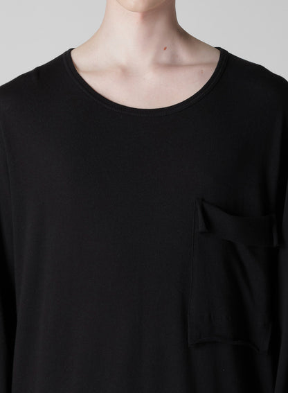 COTTON ANGORA PLATING JERSEY CHEST PKT LONG SLV T