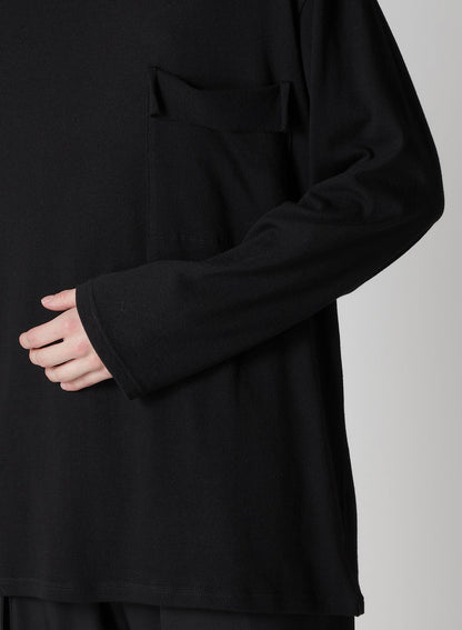 COTTON ANGORA PLATING JERSEY CHEST PKT LONG SLV T