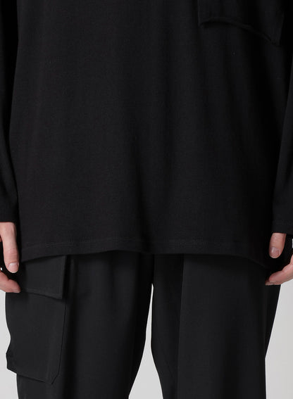 COTTON ANGORA PLATING JERSEY CHEST PKT LONG SLV T