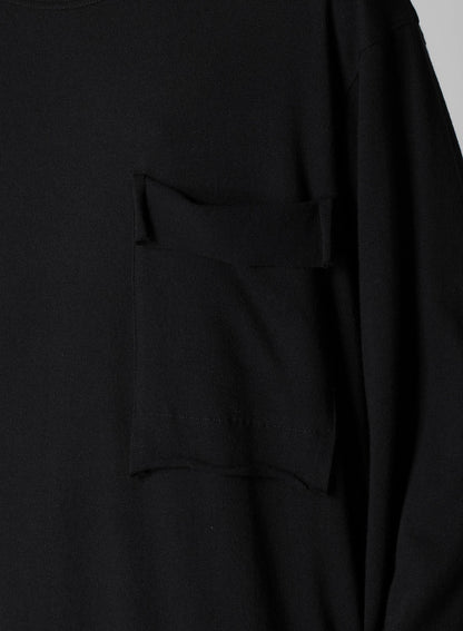 COTTON ANGORA PLATING JERSEY CHEST PKT LONG SLV T