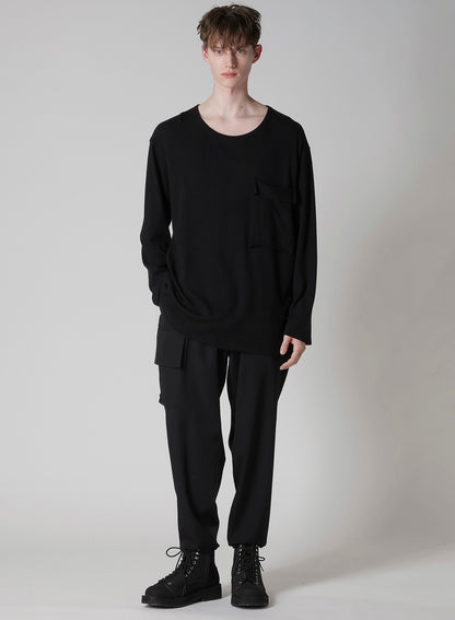 COTTON ANGORA PLATING JERSEY CHEST PKT LONG SLV T