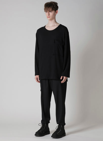 COTTON ANGORA PLATING JERSEY CHEST PKT LONG SLV T