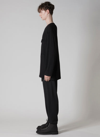 COTTON ANGORA PLATING JERSEY CHEST PKT LONG SLV T