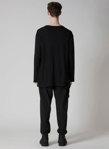 COTTON ANGORA PLATING JERSEY CHEST PKT LONG SLV T