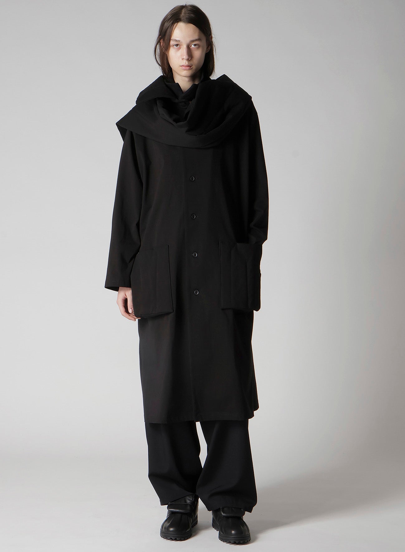 30/-HIGH D COTTON JERSEY PADDED LONG COAT