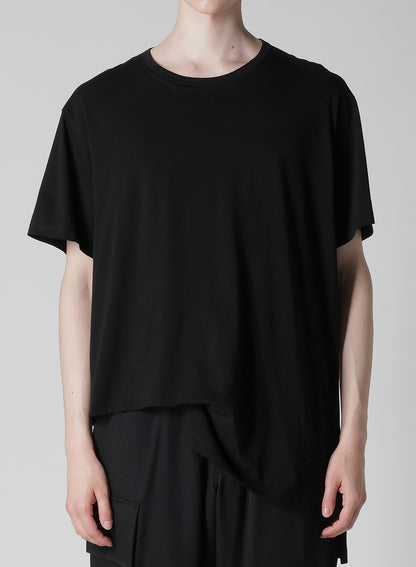 COTTON CASHMERE JERSEY DESIGNED COLLAR ROUND NECK SHORT S