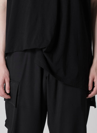 COTTON CASHMERE JERSEY DESIGNED COLLAR ROUND NECK SHORT S