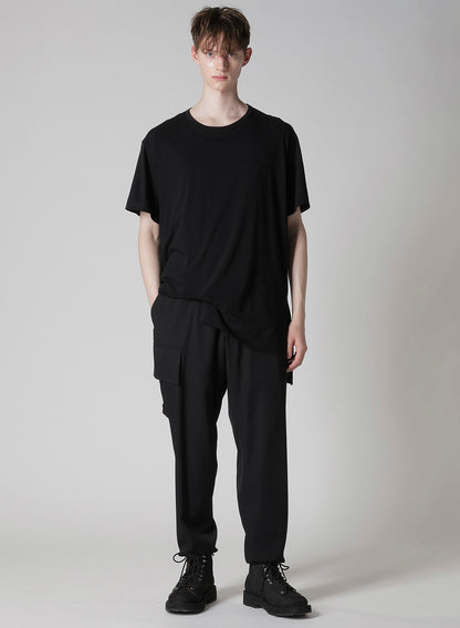 COTTON CASHMERE JERSEY DESIGNED COLLAR ROUND NECK SHORT S