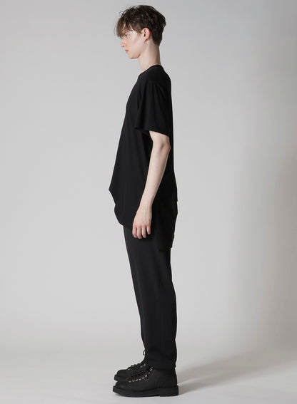 COTTON CASHMERE JERSEY DESIGNED COLLAR ROUND NECK SHORT S