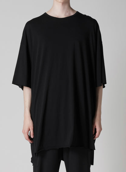 COTTON CASHMERE JERSEY BIG ROUND NECK SHORT SLV T