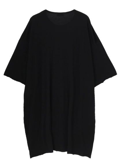 COTTON CASHMERE JERSEY BIG ROUND NECK SHORT SLV T