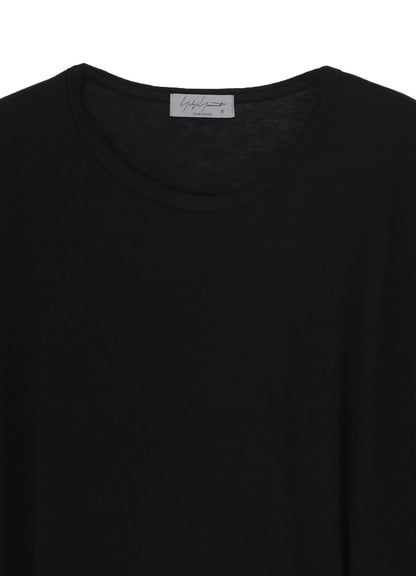 COTTON CASHMERE JERSEY BIG ROUND NECK SHORT SLV T