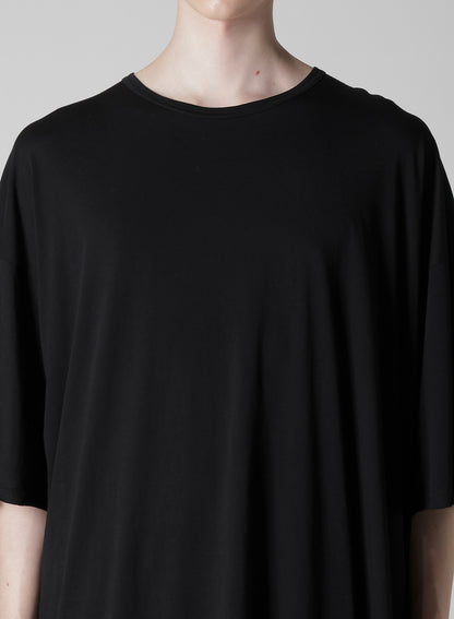 COTTON CASHMERE JERSEY BIG ROUND NECK SHORT SLV T