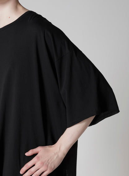 COTTON CASHMERE JERSEY BIG ROUND NECK SHORT SLV T