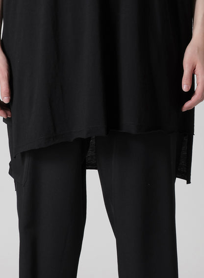 COTTON CASHMERE JERSEY BIG ROUND NECK SHORT SLV T