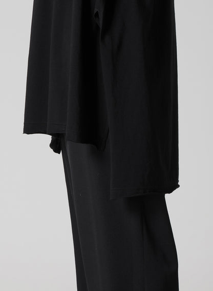 COTTON CASHMERE JERSEY BIG ROUND NECK SHORT SLV T