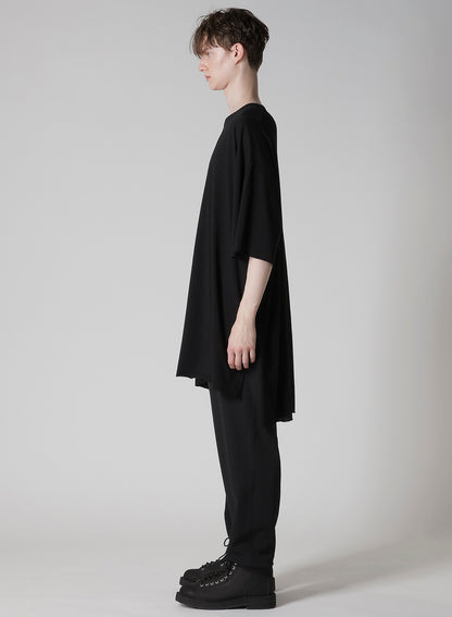 COTTON CASHMERE JERSEY BIG ROUND NECK SHORT SLV T