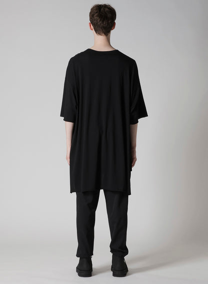 COTTON CASHMERE JERSEY BIG ROUND NECK SHORT SLV T