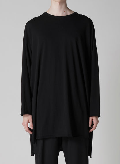 COTTON CASHMERE JERSEY BIG ROUND NECK LONG SLV T