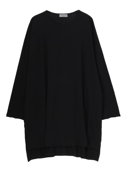 COTTON CASHMERE JERSEY BIG ROUND NECK LONG SLV T