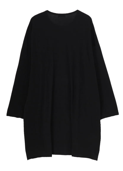 COTTON CASHMERE JERSEY BIG ROUND NECK LONG SLV T