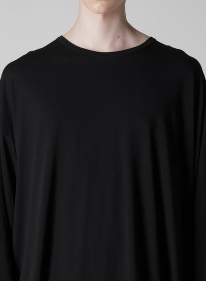 COTTON CASHMERE JERSEY BIG ROUND NECK LONG SLV T