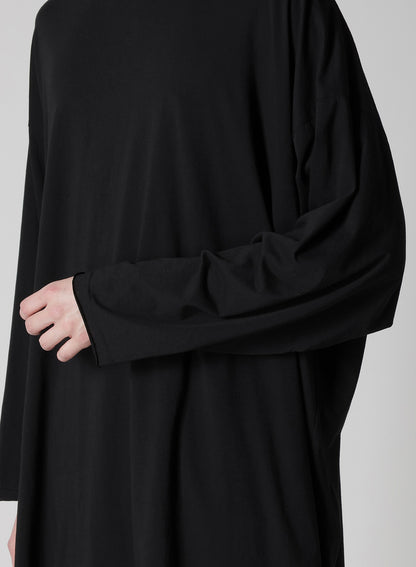 COTTON CASHMERE JERSEY BIG ROUND NECK LONG SLV T