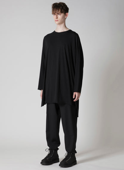 COTTON CASHMERE JERSEY BIG ROUND NECK LONG SLV T