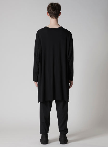 COTTON CASHMERE JERSEY BIG ROUND NECK LONG SLV T