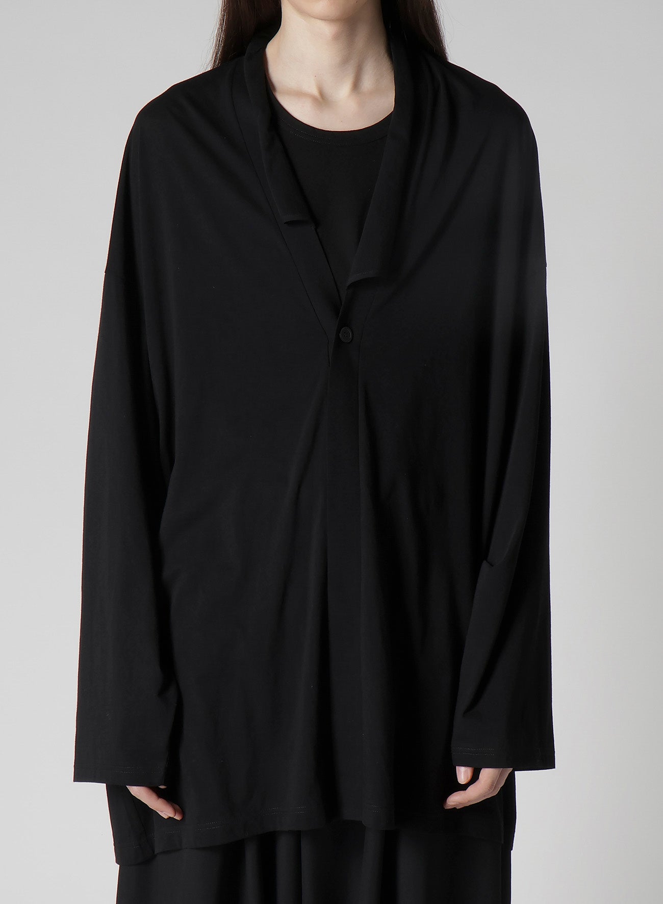 COTTON CASHMERE JERSEY ONE BUTTON CARDIGAN