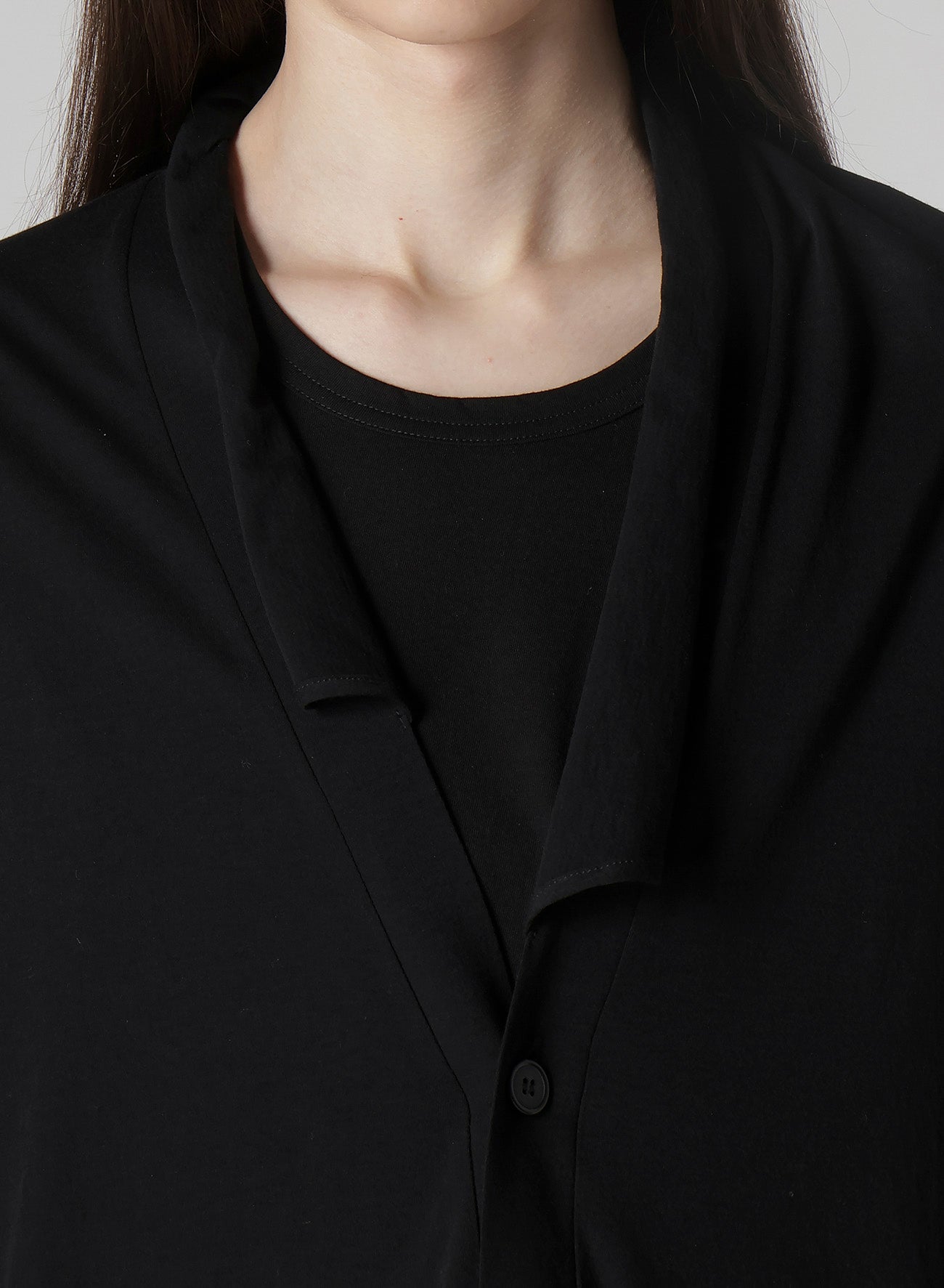 COTTON CASHMERE JERSEY ONE BUTTON CARDIGAN