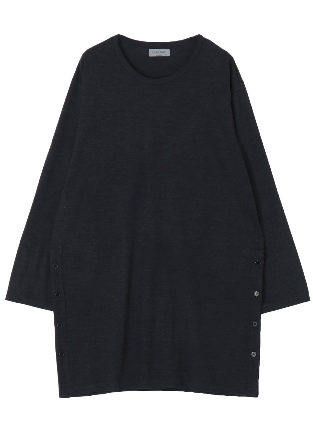 WOOL SINGLE JERSEY SIDE SLIT BUTTON DETAIL T