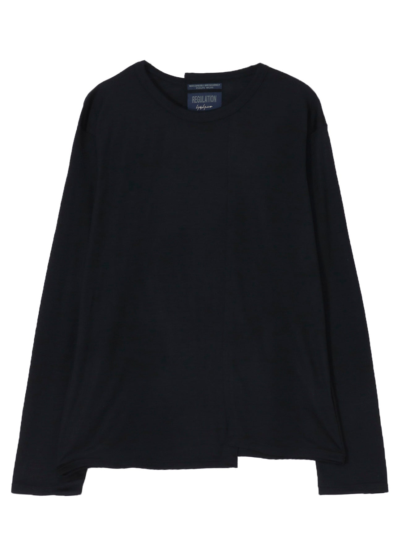 WOOL SINGLE JERSEY PANELED ROUND NECK LONG SLV T