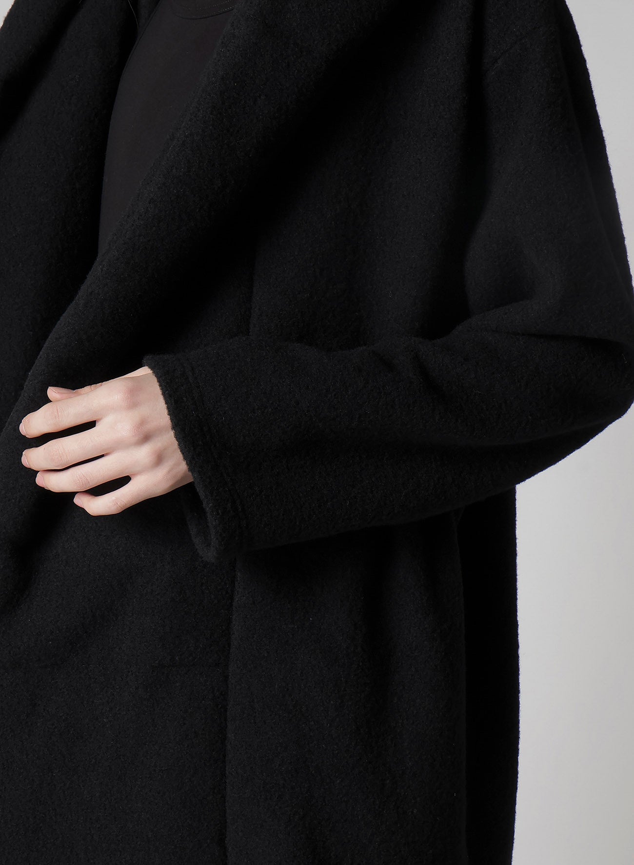 BOUCLE SINGLE JERSEY PADDED HOODED COAT