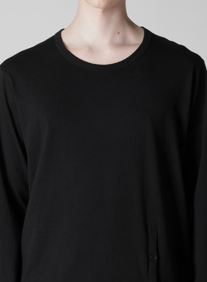 30/-COTTON SINGLE JERSEY BUTTON SLIT LONG SLV T