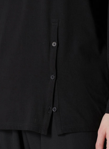 30/-COTTON SINGLE JERSEY BUTTON SLIT LONG SLV T