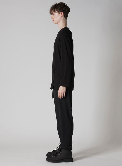 30/-COTTON SINGLE JERSEY BUTTON SLIT LONG SLV T