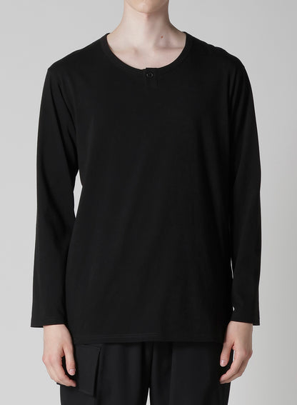 30/-COTTON SINGLE JERSEY SLIT HENLEY NECK T