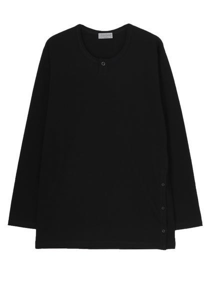 30/-COTTON SINGLE JERSEY SLIT HENLEY NECK T