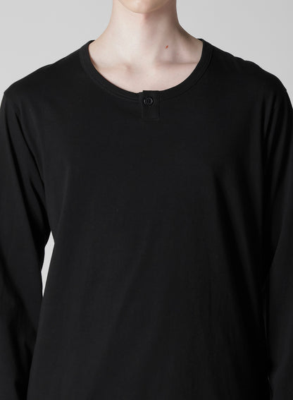 30/-COTTON SINGLE JERSEY SLIT HENLEY NECK T