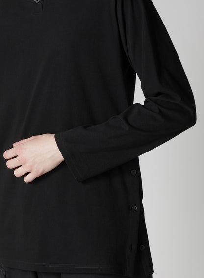 30/-COTTON SINGLE JERSEY SLIT HENLEY NECK T