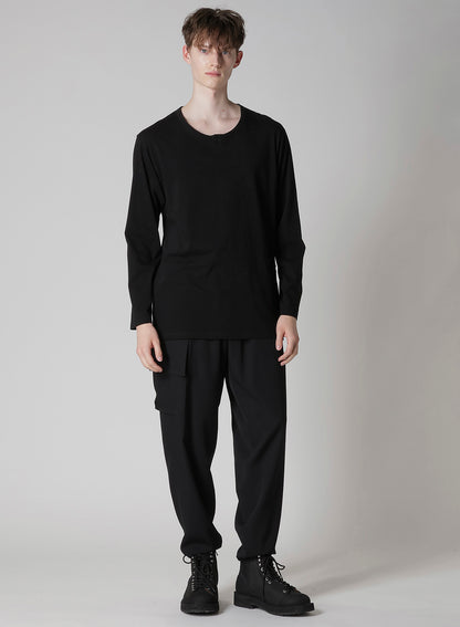 30/-COTTON SINGLE JERSEY SLIT HENLEY NECK T