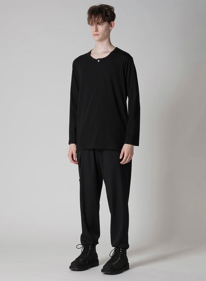 30/-COTTON SINGLE JERSEY SLIT HENLEY NECK T