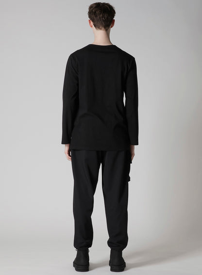 30/-COTTON SINGLE JERSEY SLIT HENLEY NECK T