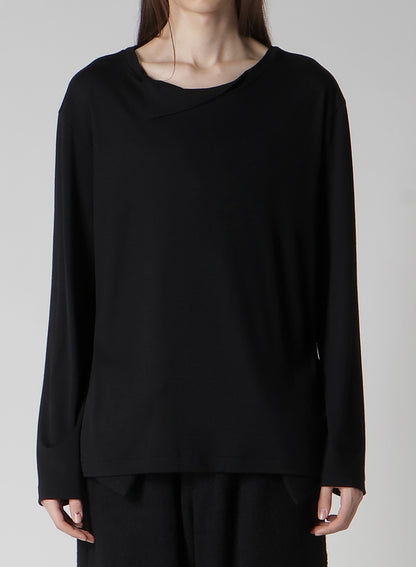 1/80 WASHABLE WOOL INTERLOCK LAYERED NECK LONG SLV T