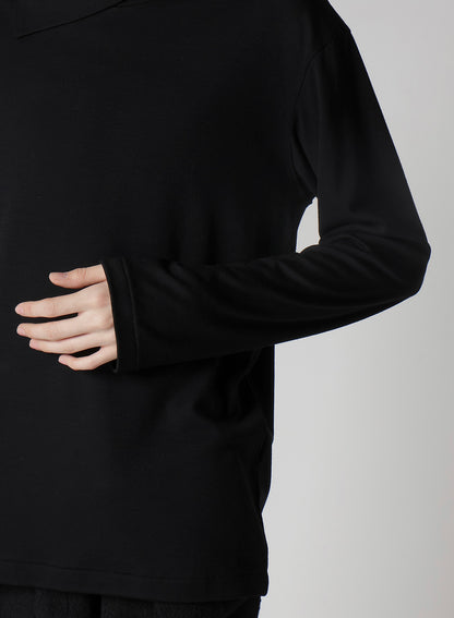 1/80 WASHABLE WOOL INTERLOCK LAYERED NECK LONG SLV T