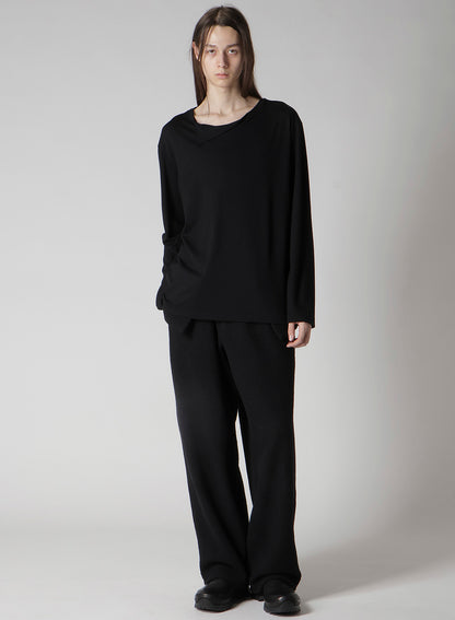 1/80 WASHABLE WOOL INTERLOCK LAYERED NECK LONG SLV T