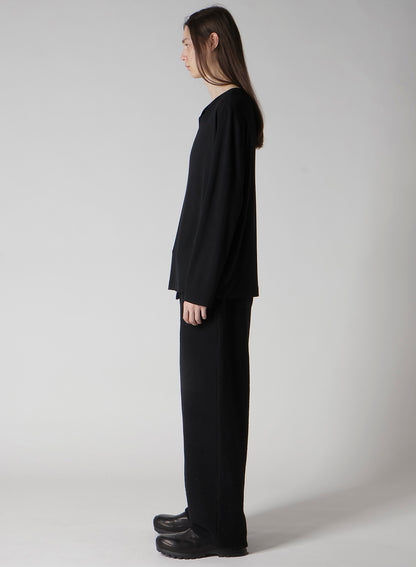 1/80 WASHABLE WOOL INTERLOCK LAYERED NECK LONG SLV T